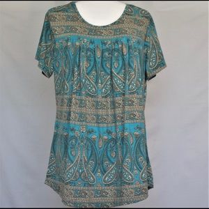 Tan & turquoise shirt